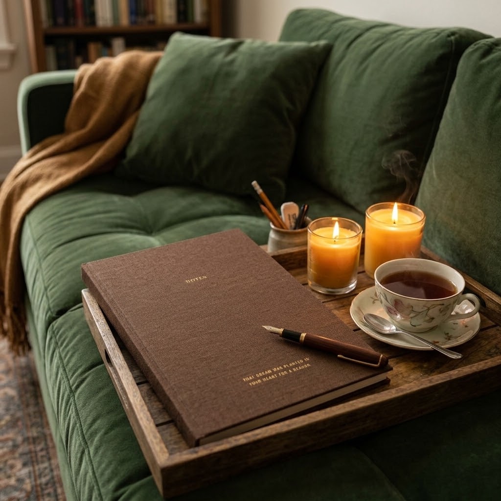 Brown Linen & Gold Notebook | Solefina