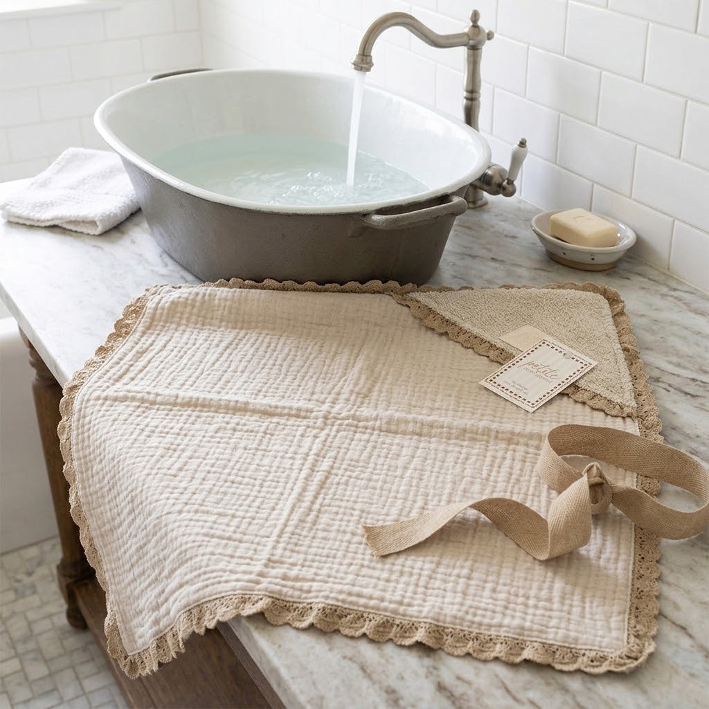 Petite Evelina Light Beige + Lace Hooded Towel