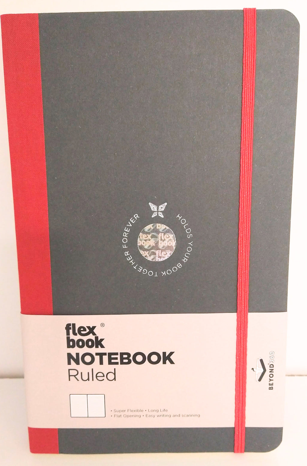 Flex Global ruled notebook with black cover and red binding