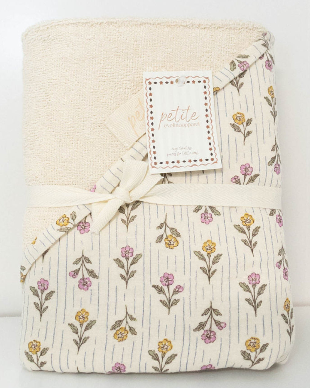 Petite Evelina Meadow Whisper floral hooded baby towel