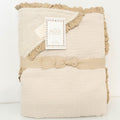 Petite Evelina Light Beige lace hooded baby towel showing cotton terry interior and muslin exterior