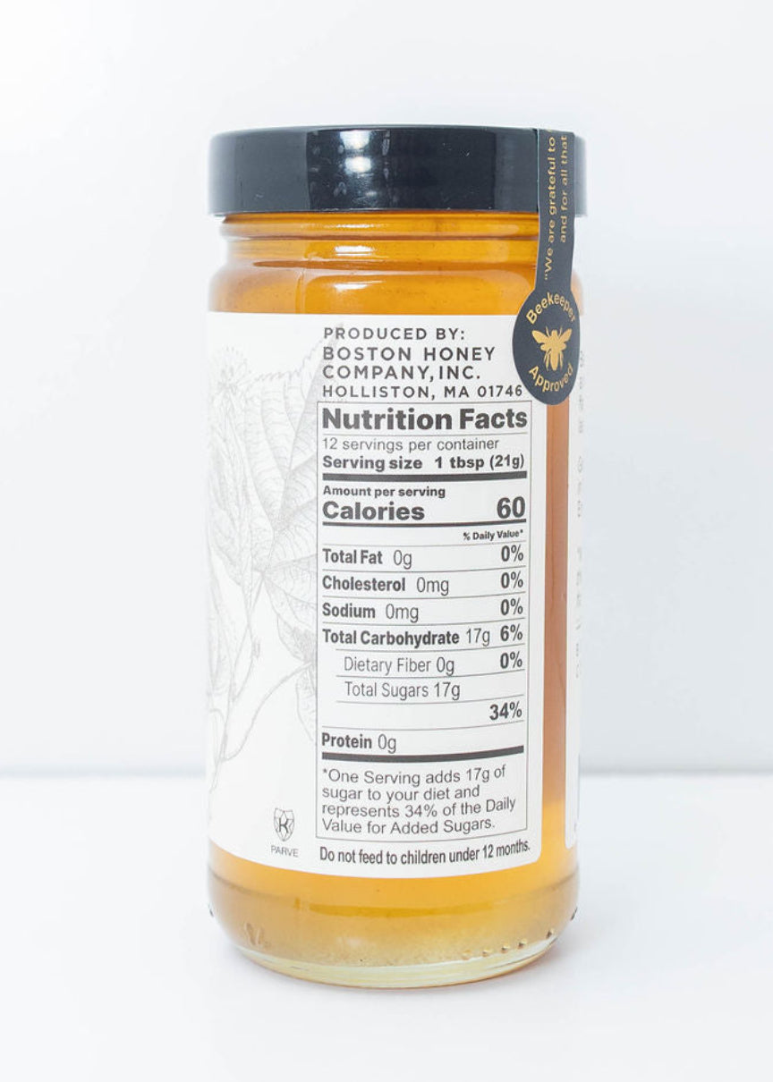 Boston Honey Company Basswood Raw Honey nutrition facts and product information