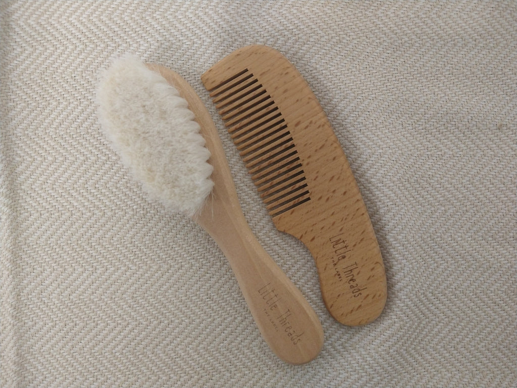 Wooden baby brush and comb set