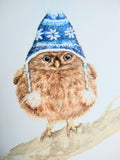 Birds with Hats Winter Notecard Set – 5 Whimsical Illustrated Cards