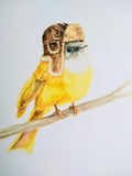Birds with Hats Autumn Notecard Set – 5 Whimsical Illustrated Cards