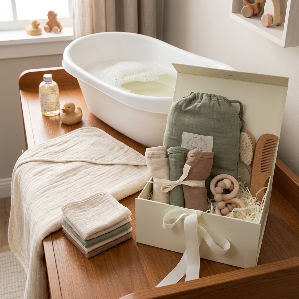 Baby Bath Essentials Gift Set – Olive