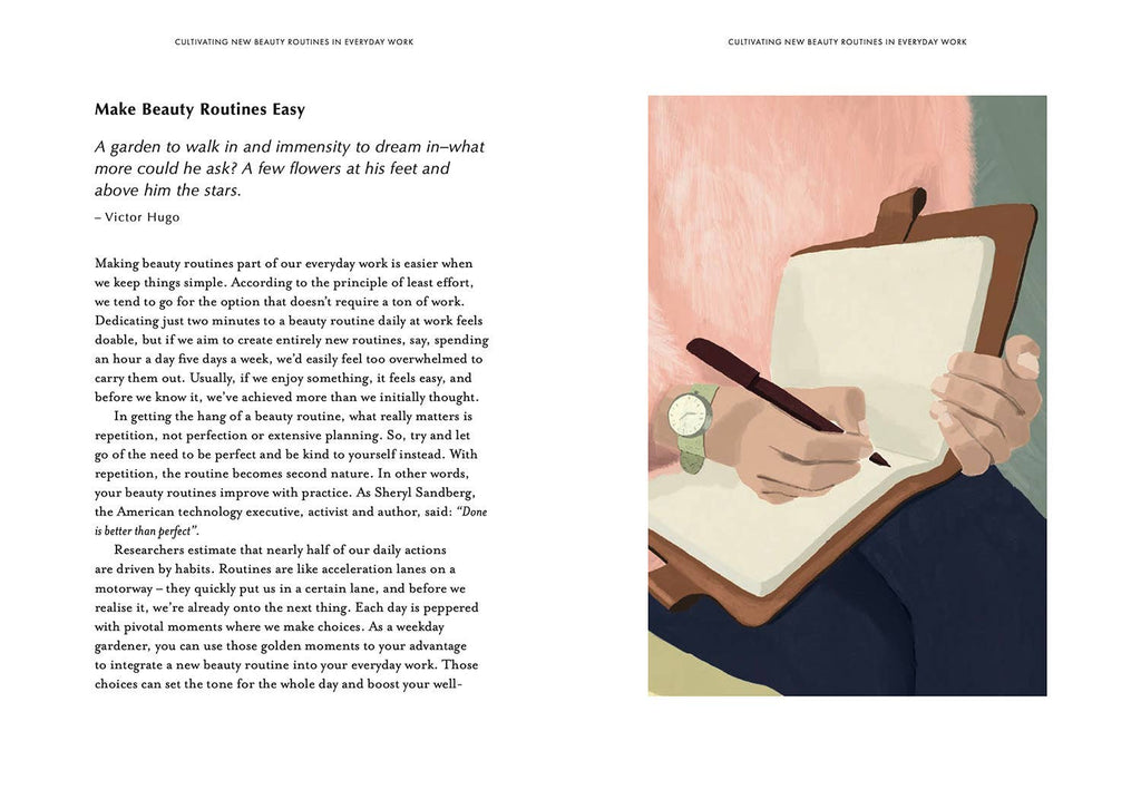 Interior pages of Aesthetics of Everyday Work showing illustrated essays on creativity and everyday work.
