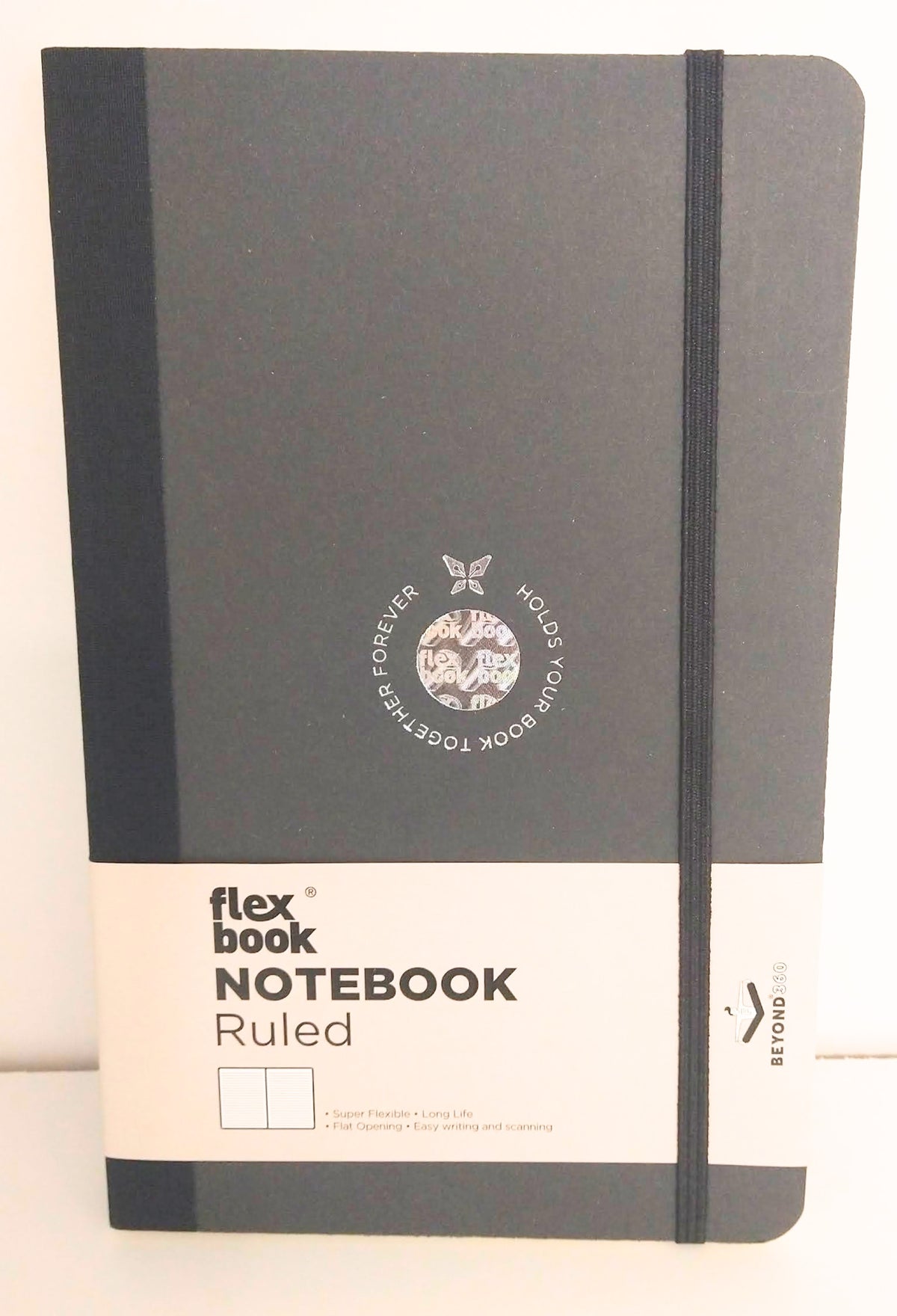 Flex Global ruled notebook with black cover and black binding
